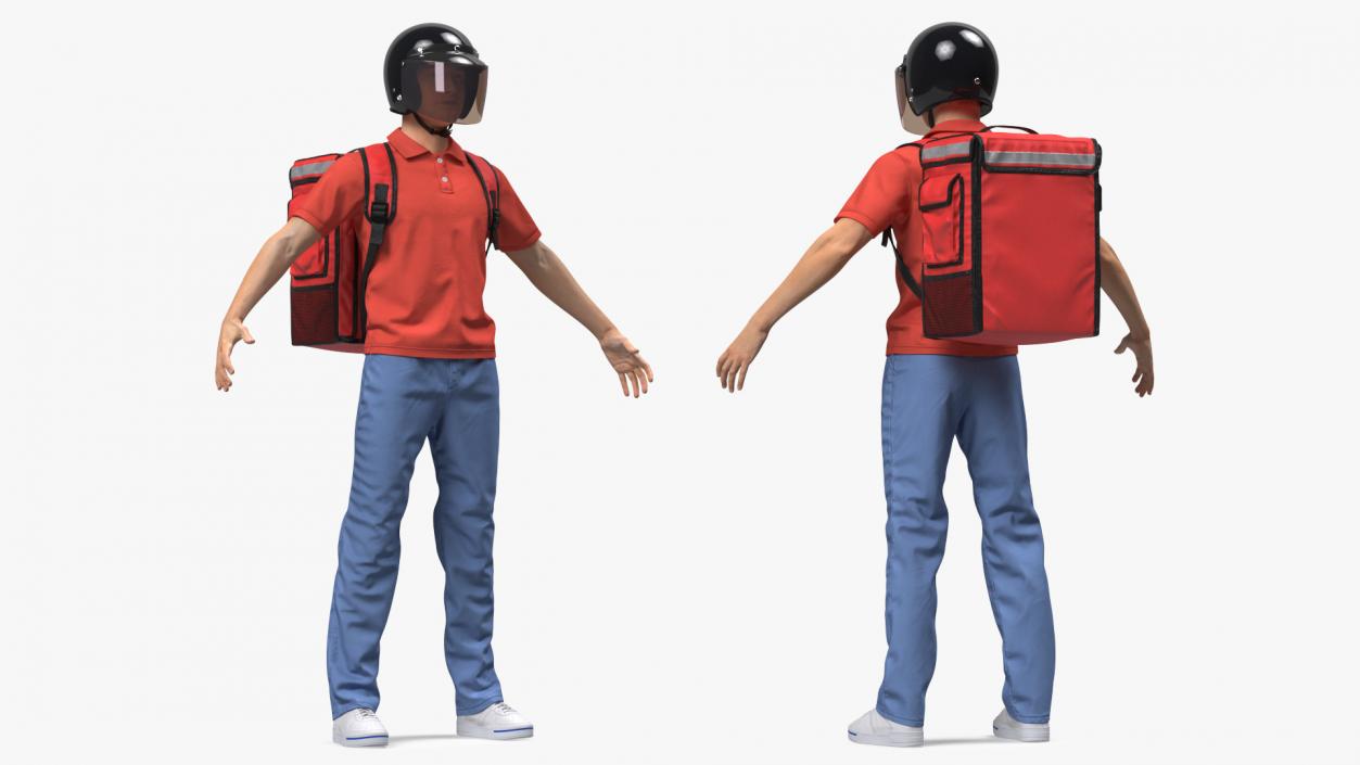 3D Delivery Man wearing Helmet Fur Rigged model