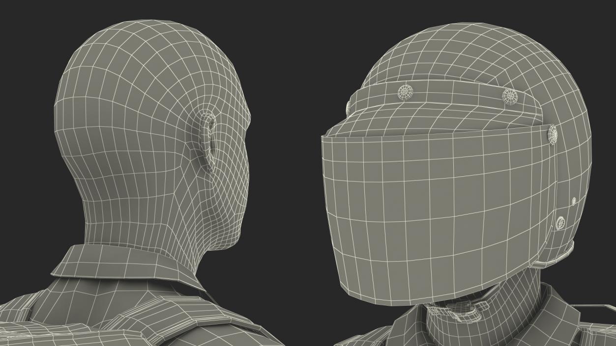 3D Delivery Man wearing Helmet Fur Rigged model