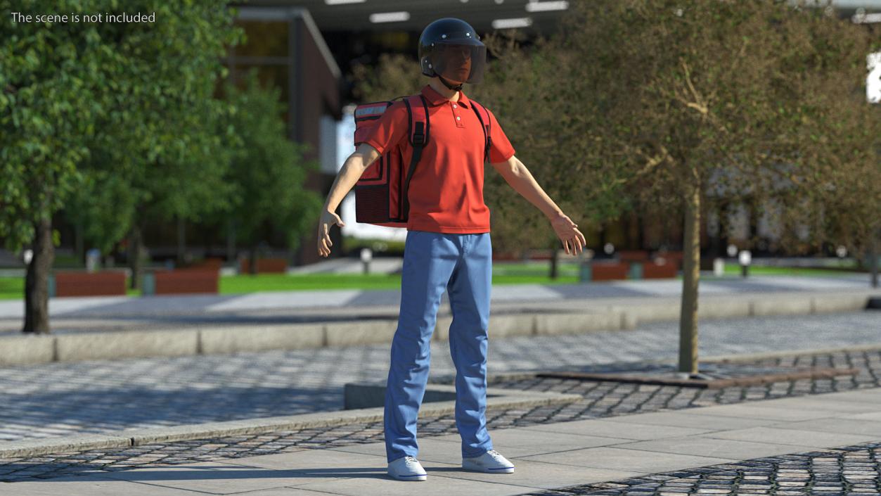 3D Delivery Man wearing Helmet Fur Rigged model