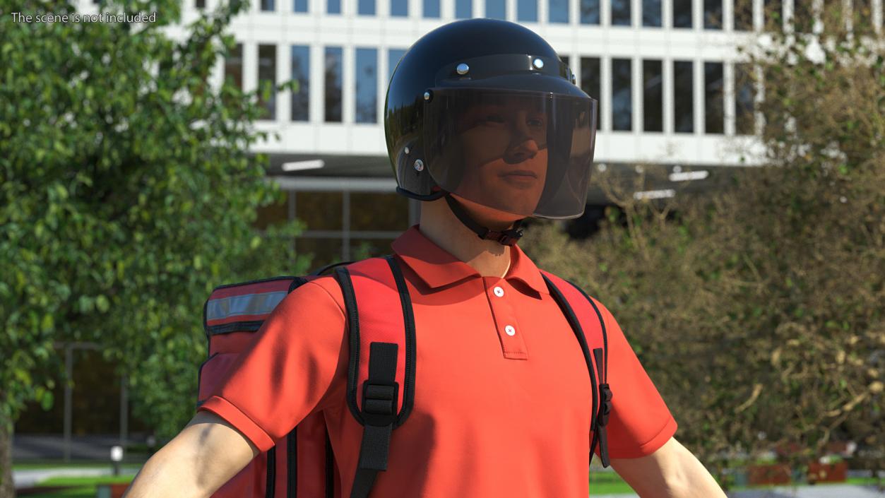 3D Delivery Man wearing Helmet Fur Rigged model