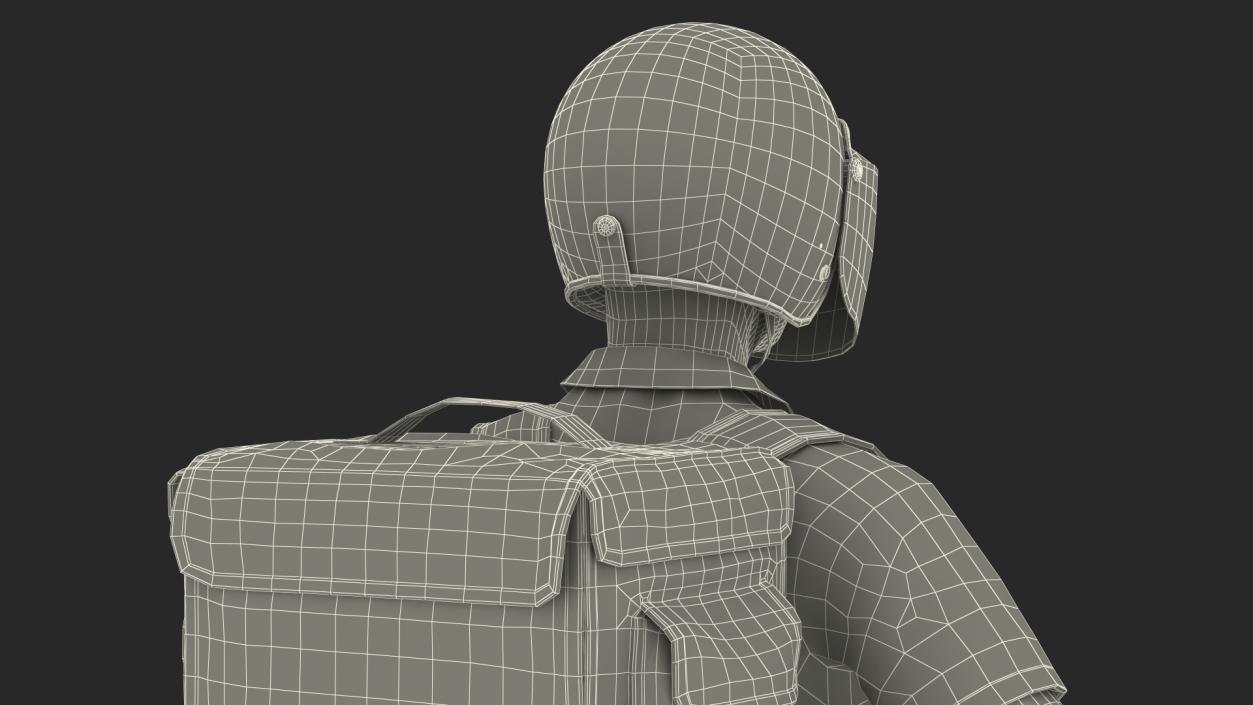 3D Delivery Man wearing Helmet Fur Rigged model