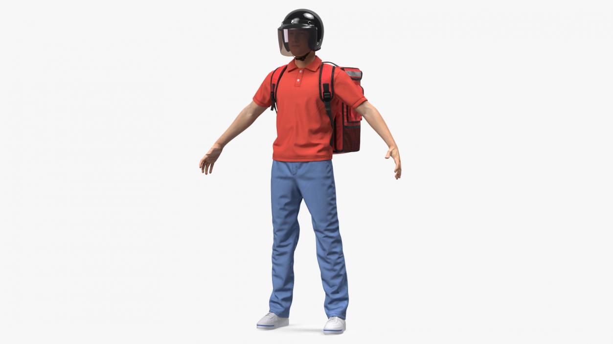 3D Delivery Man wearing Helmet Fur Rigged model