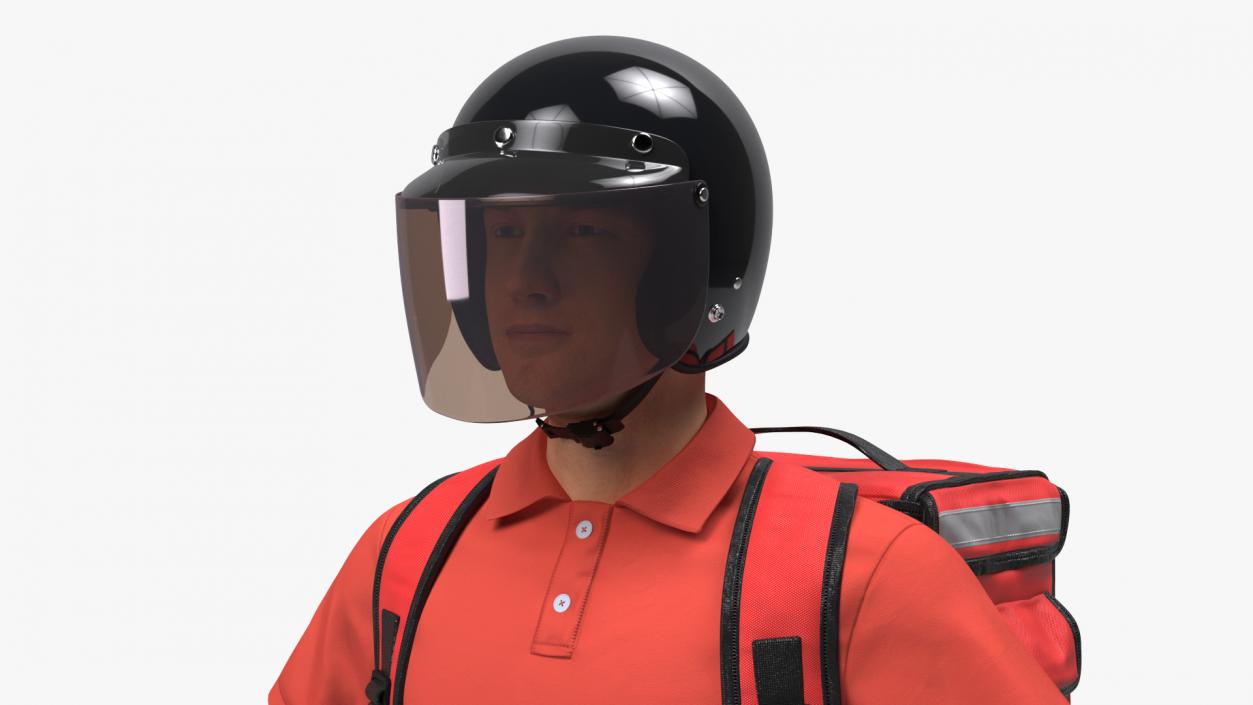 3D Delivery Man wearing Helmet Fur Rigged model