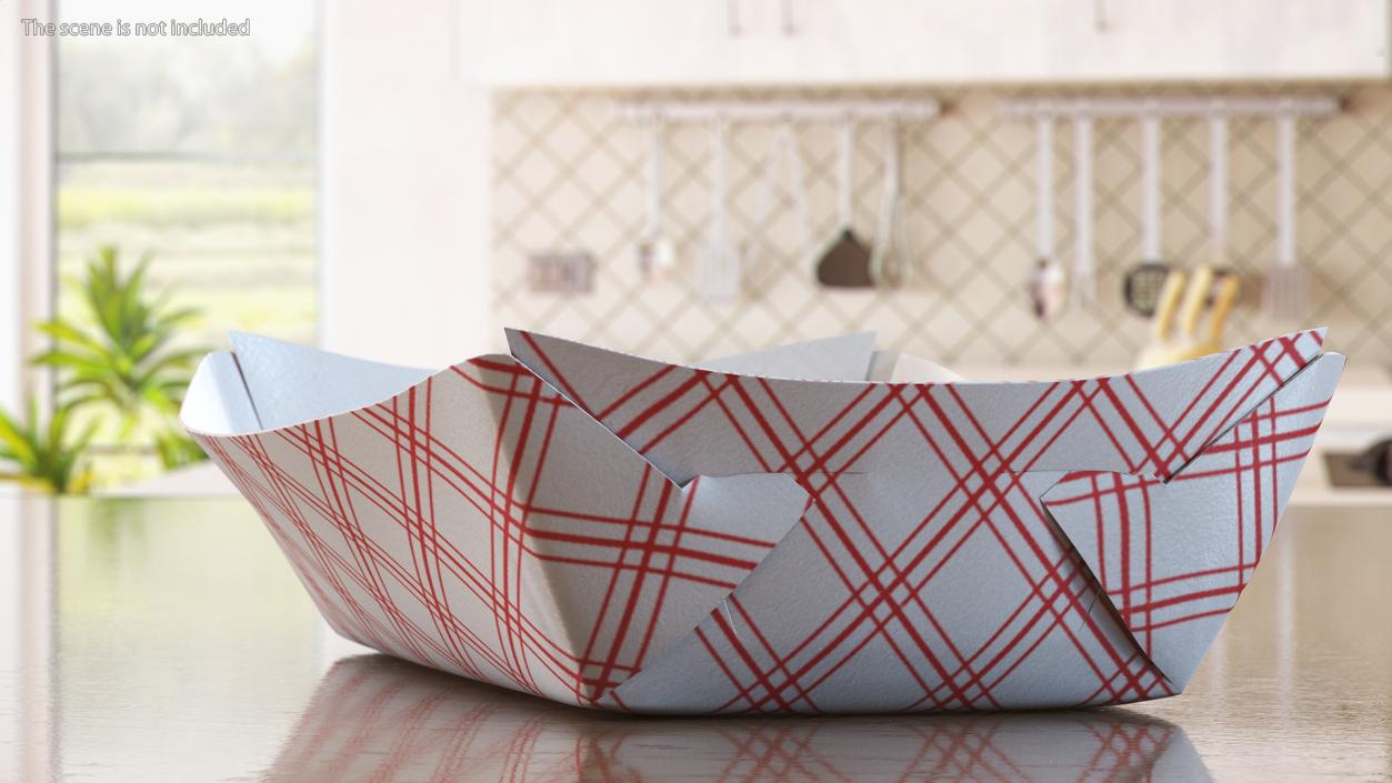 Paper Food Boat Red Checker 3D