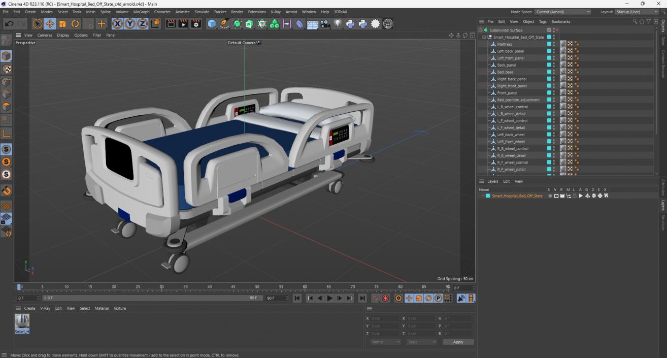 3D model Smart Hospital Bed Off State 2