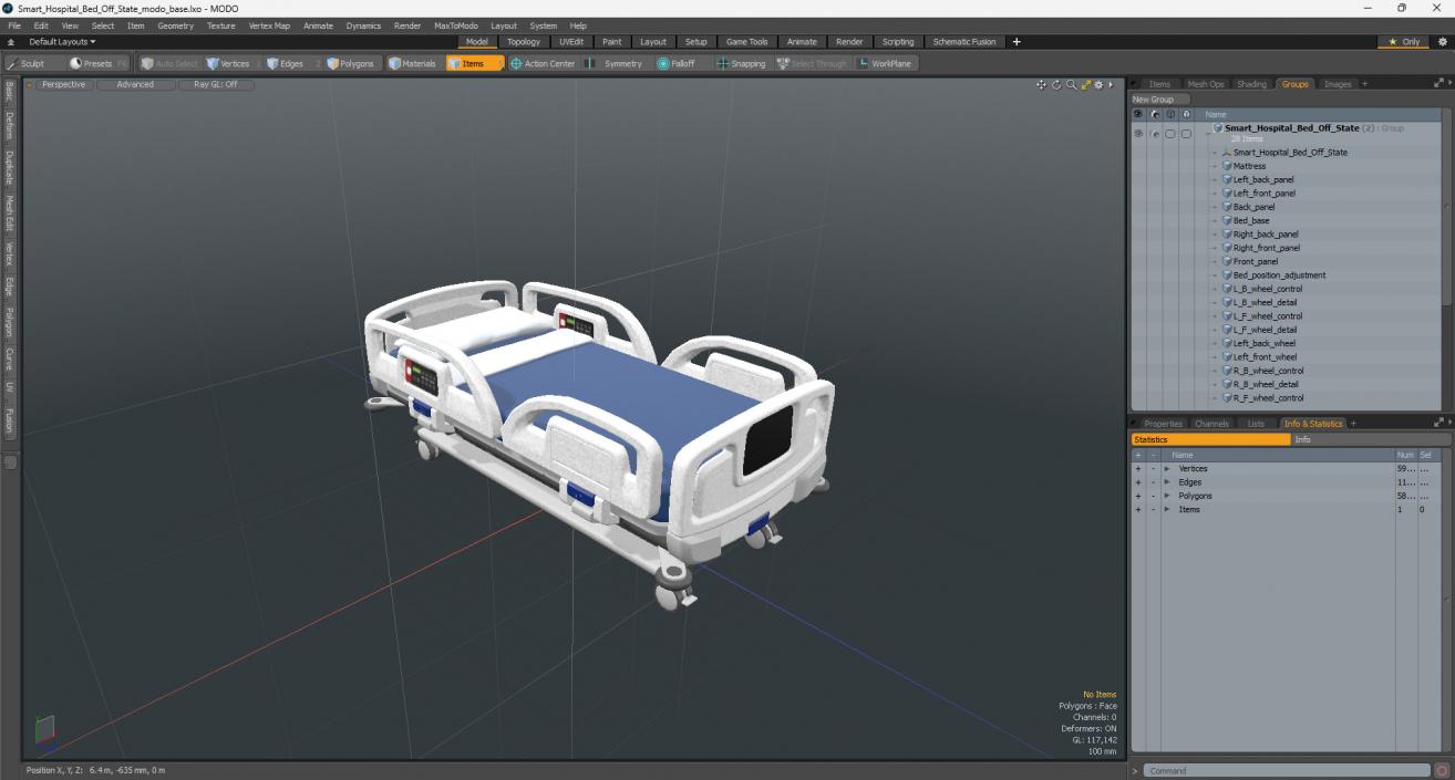 3D model Smart Hospital Bed Off State 2