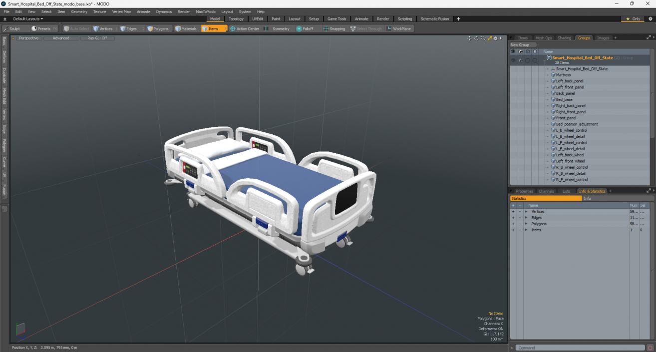 3D model Smart Hospital Bed Off State 2