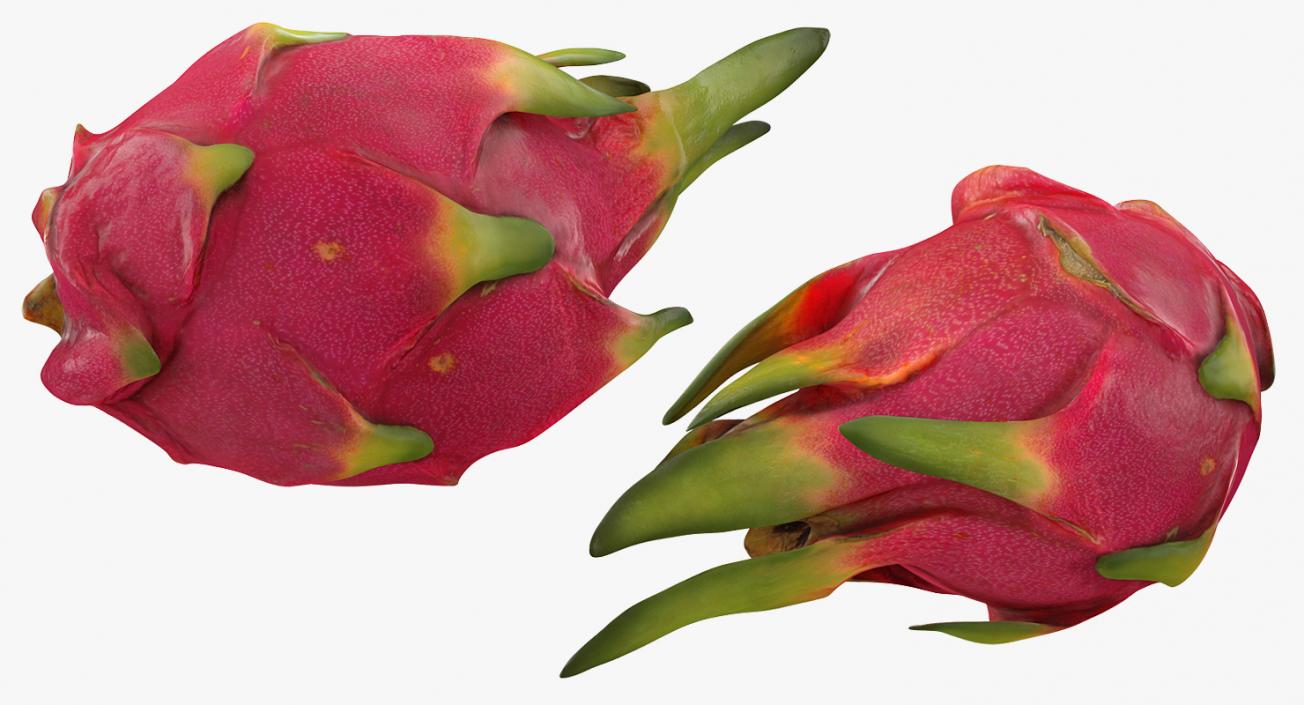 Whole and a Half Red Dragon Fruits 3D model