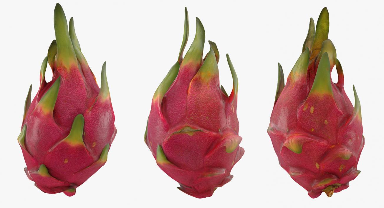 Whole and a Half Red Dragon Fruits 3D model