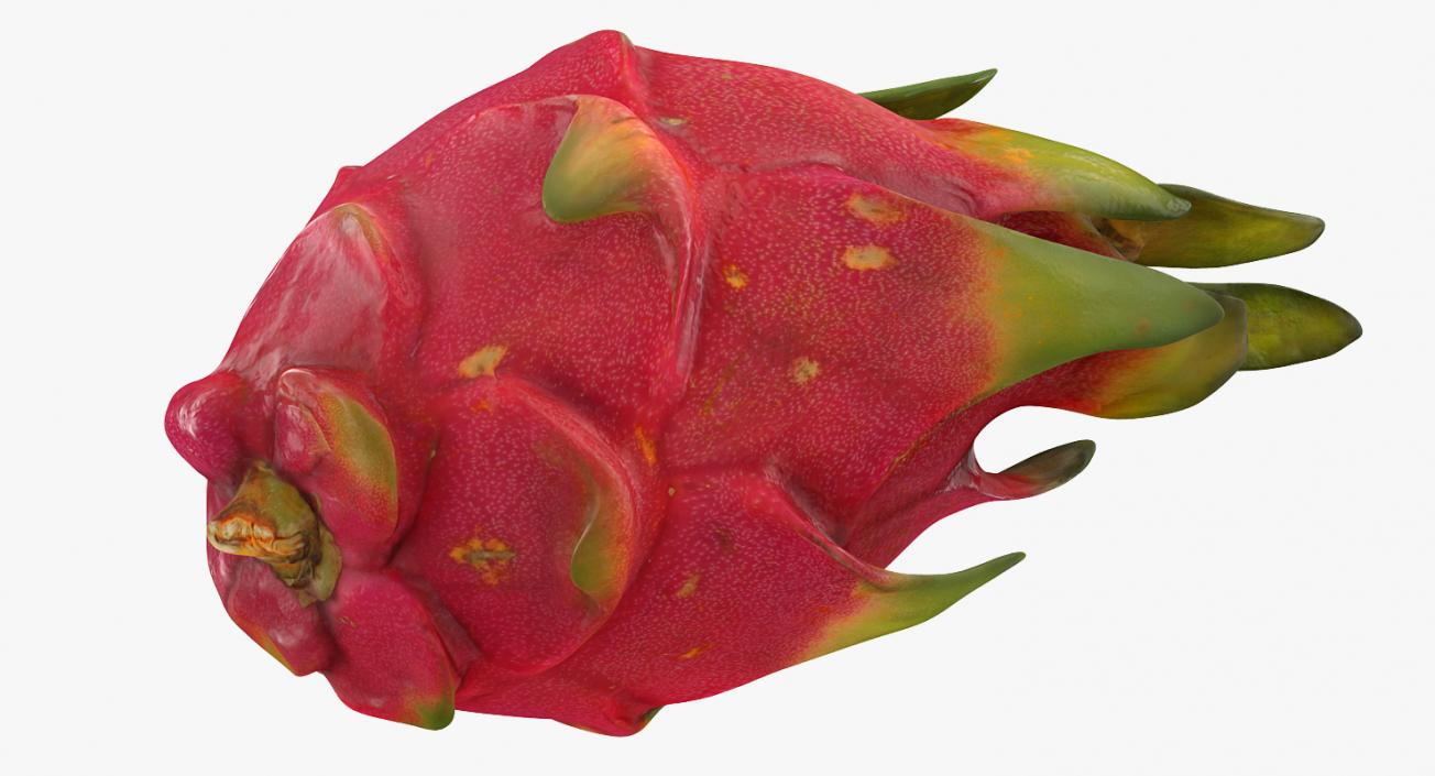 Whole and a Half Red Dragon Fruits 3D model