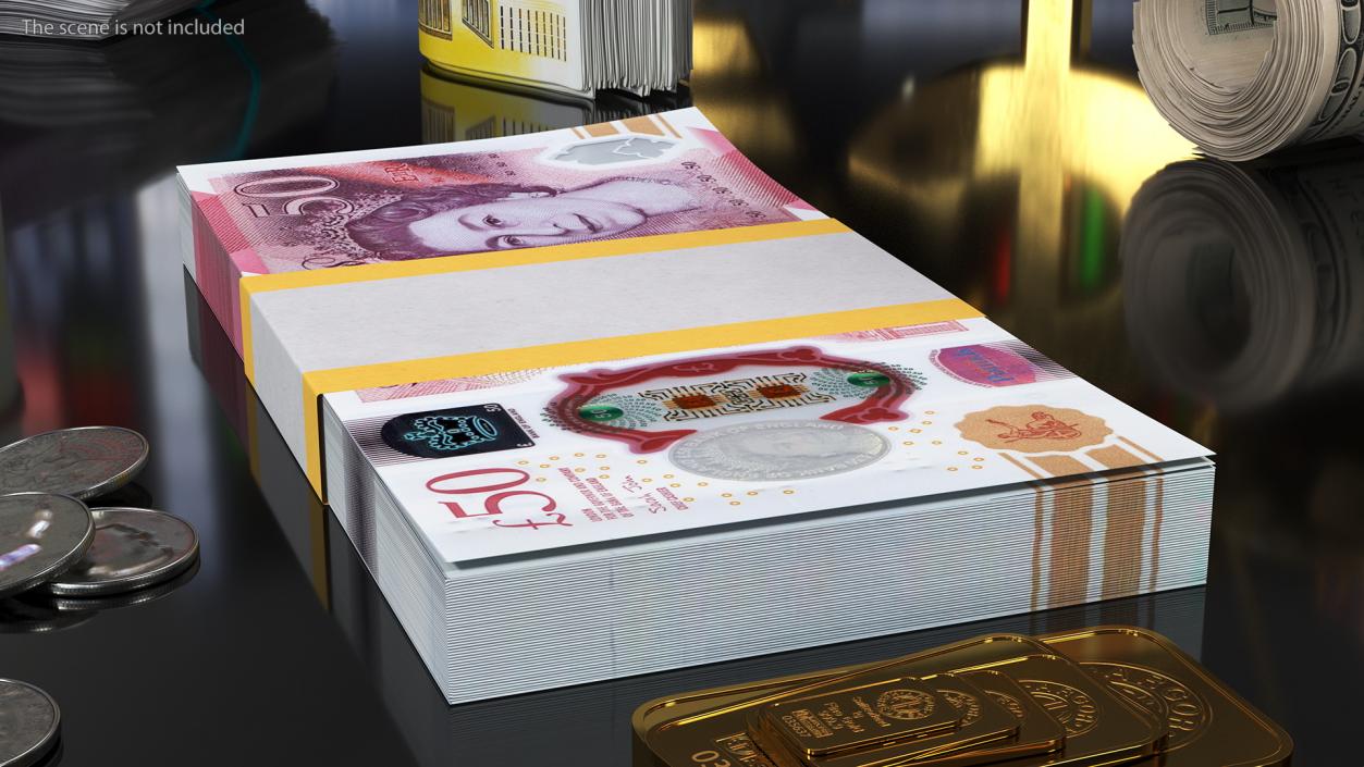 3D Paper Money 50 Pounds