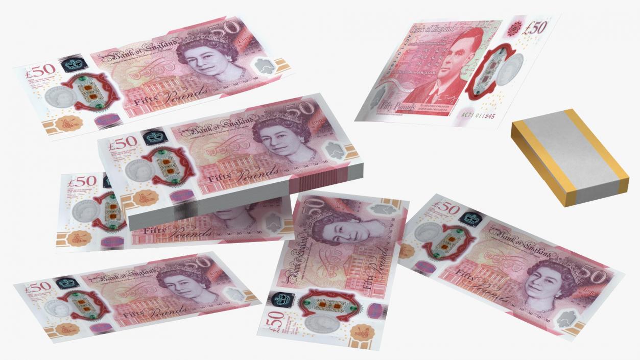 3D Paper Money 50 Pounds