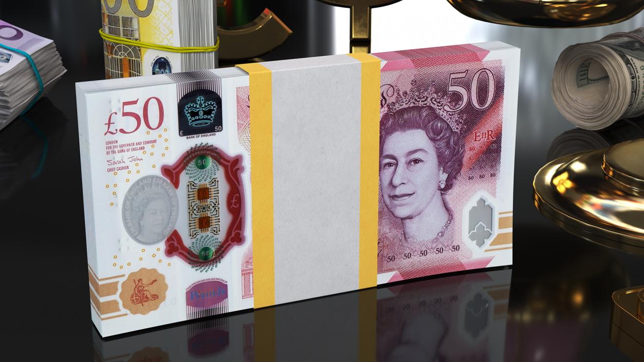 3D Paper Money 50 Pounds