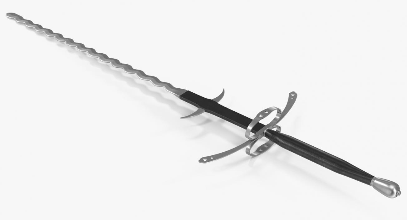 German Landsknecht Flamberge Sword 3D model