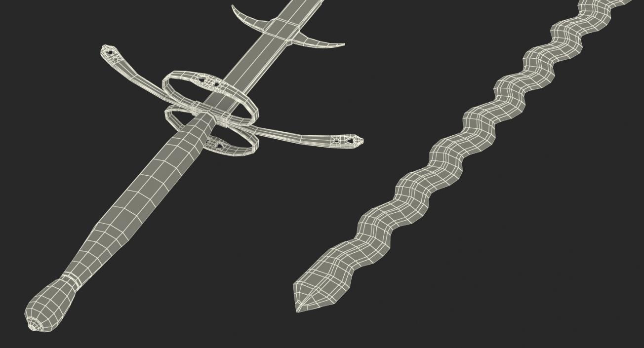 German Landsknecht Flamberge Sword 3D model