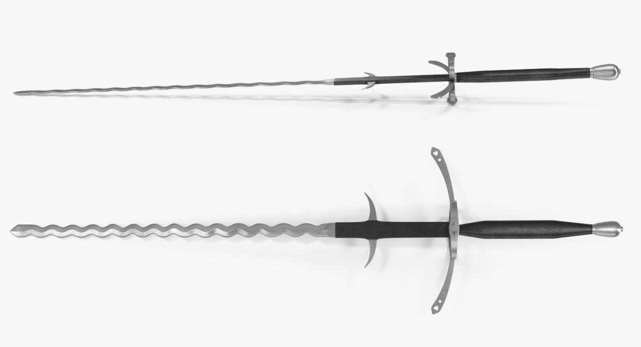 German Landsknecht Flamberge Sword 3D model