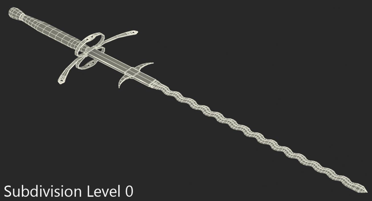 German Landsknecht Flamberge Sword 3D model