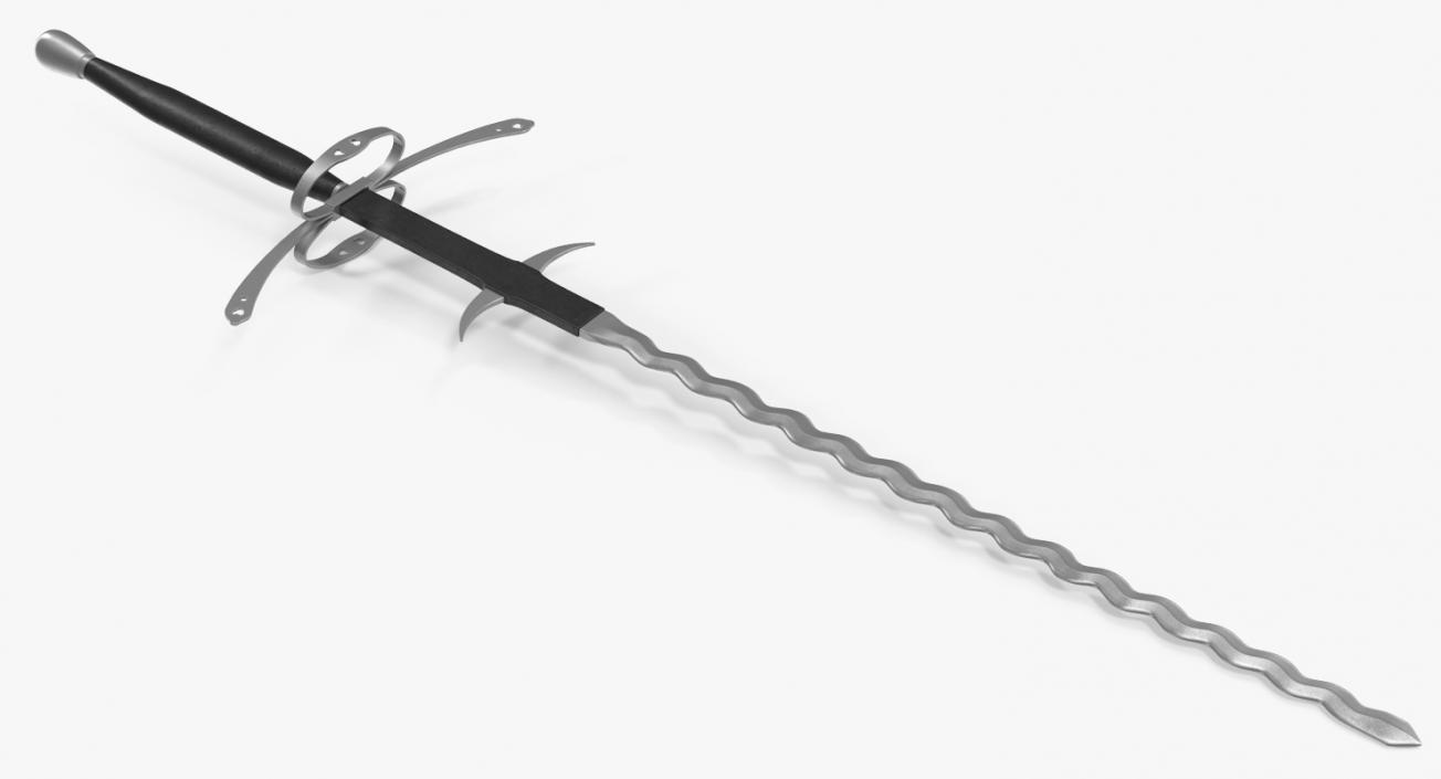 German Landsknecht Flamberge Sword 3D model