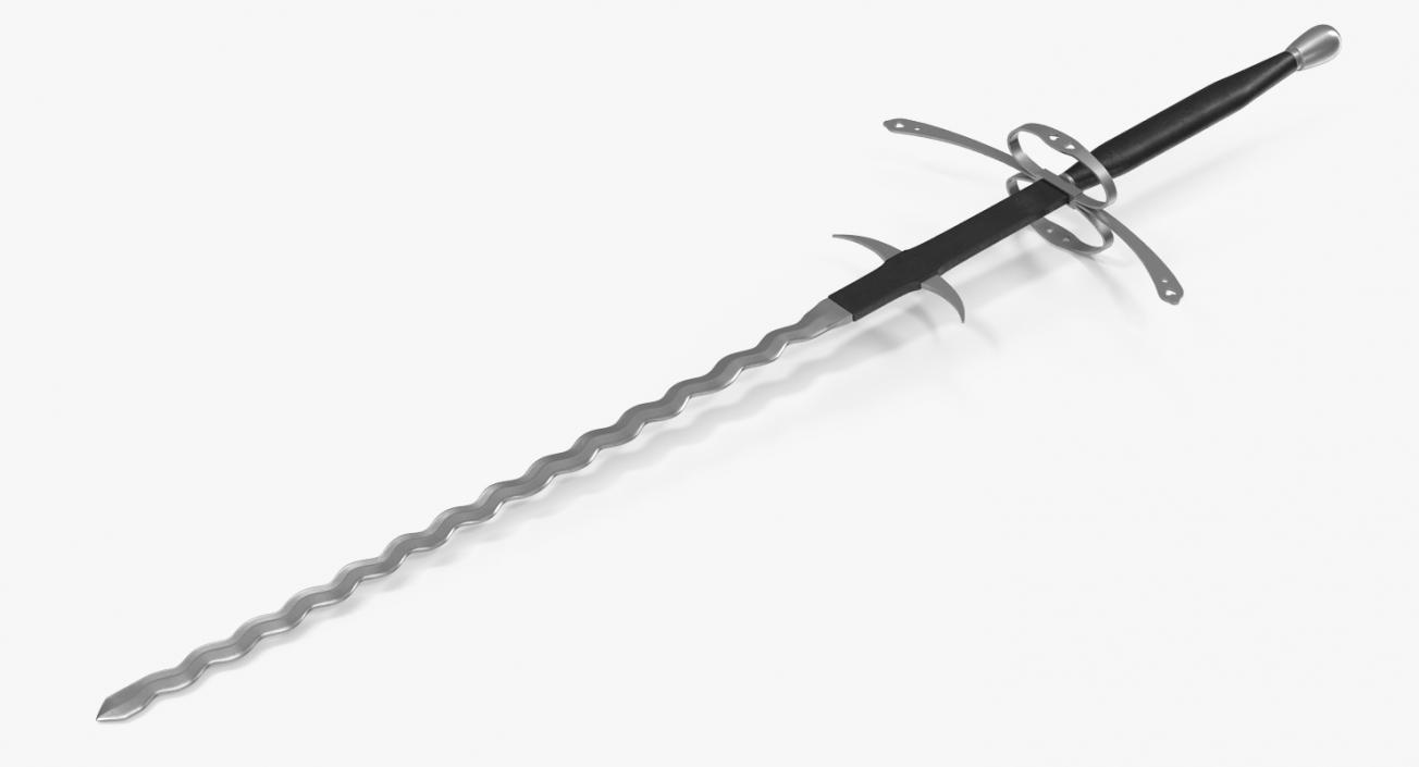 German Landsknecht Flamberge Sword 3D model