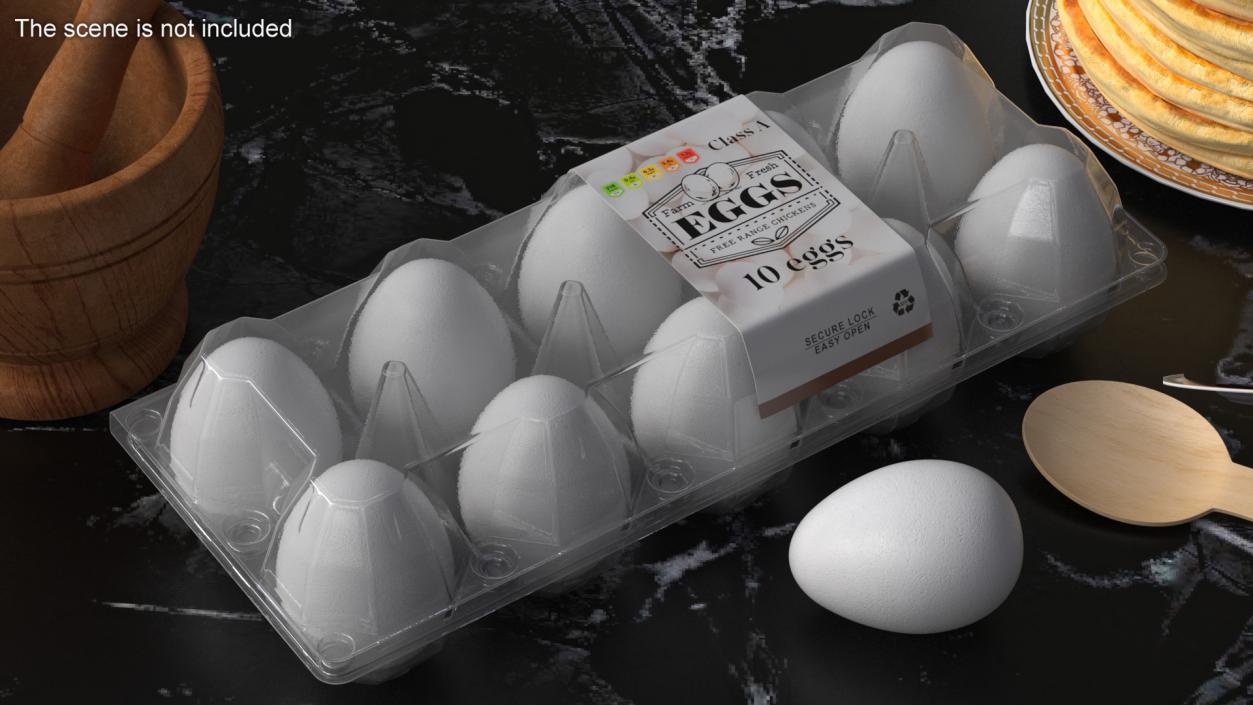 3D Egg Plastic Packaging with Ten White Eggs