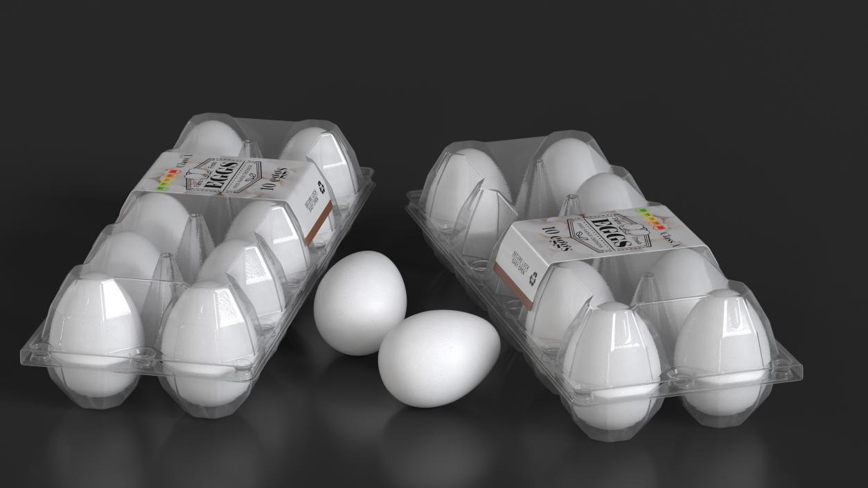 3D Egg Plastic Packaging with Ten White Eggs