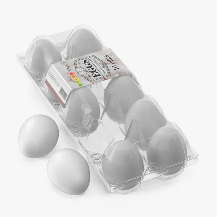 3D Egg Plastic Packaging with Ten White Eggs