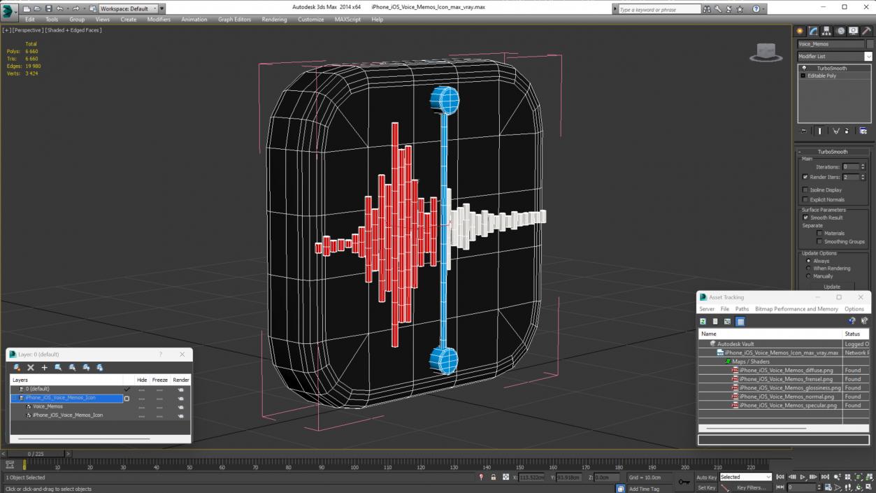 iPhone iOS Voice Memos Icon 2 3D model