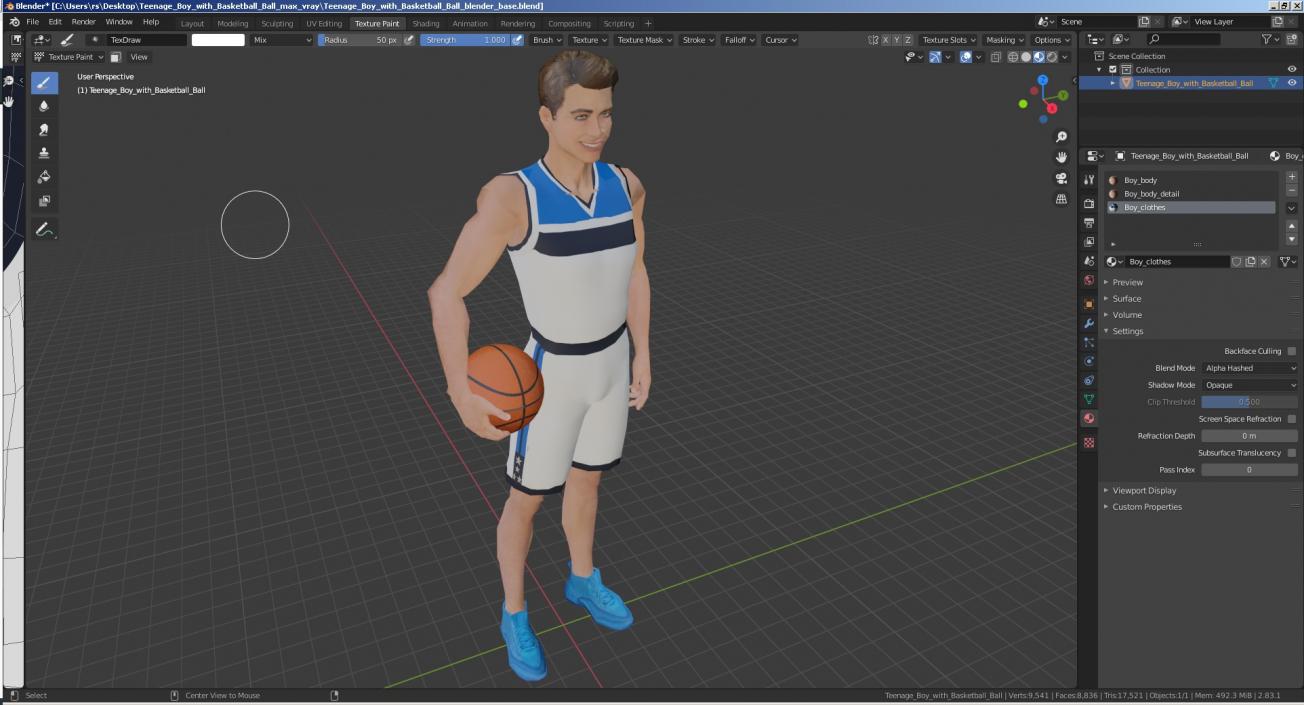 Teenage Boy with Basketball Ball 3D