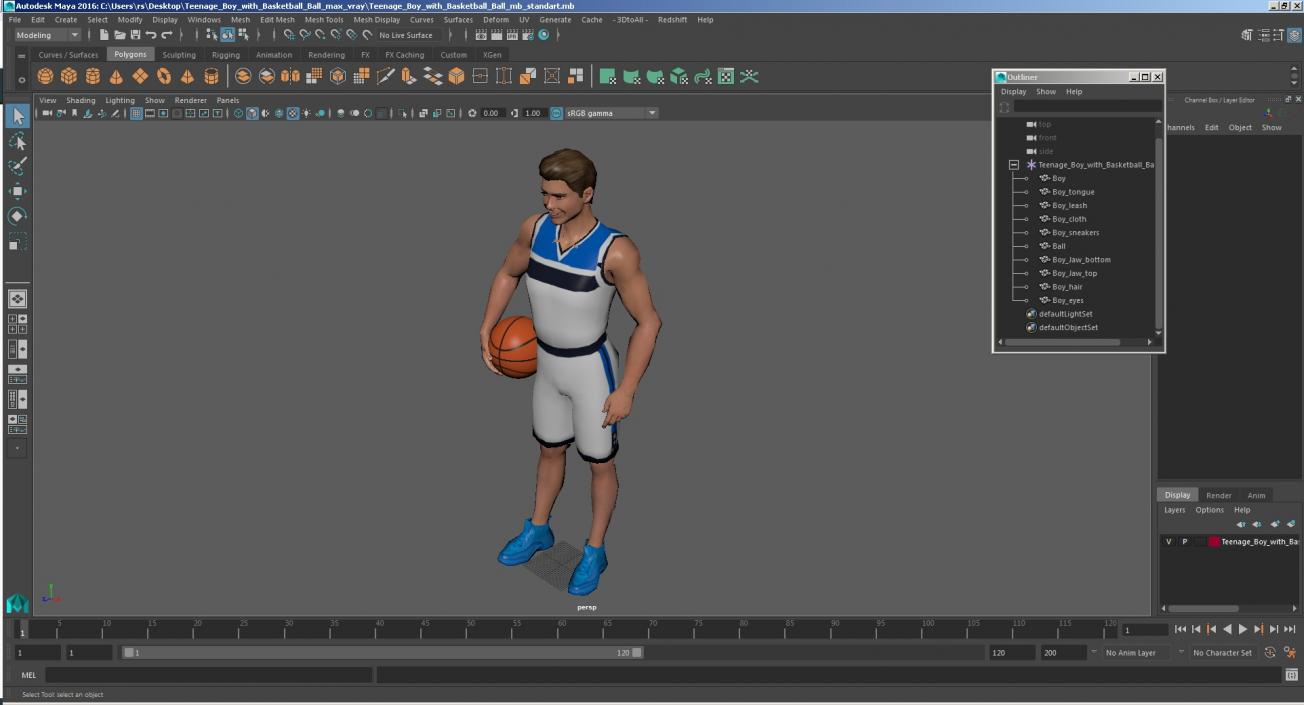 Teenage Boy with Basketball Ball 3D