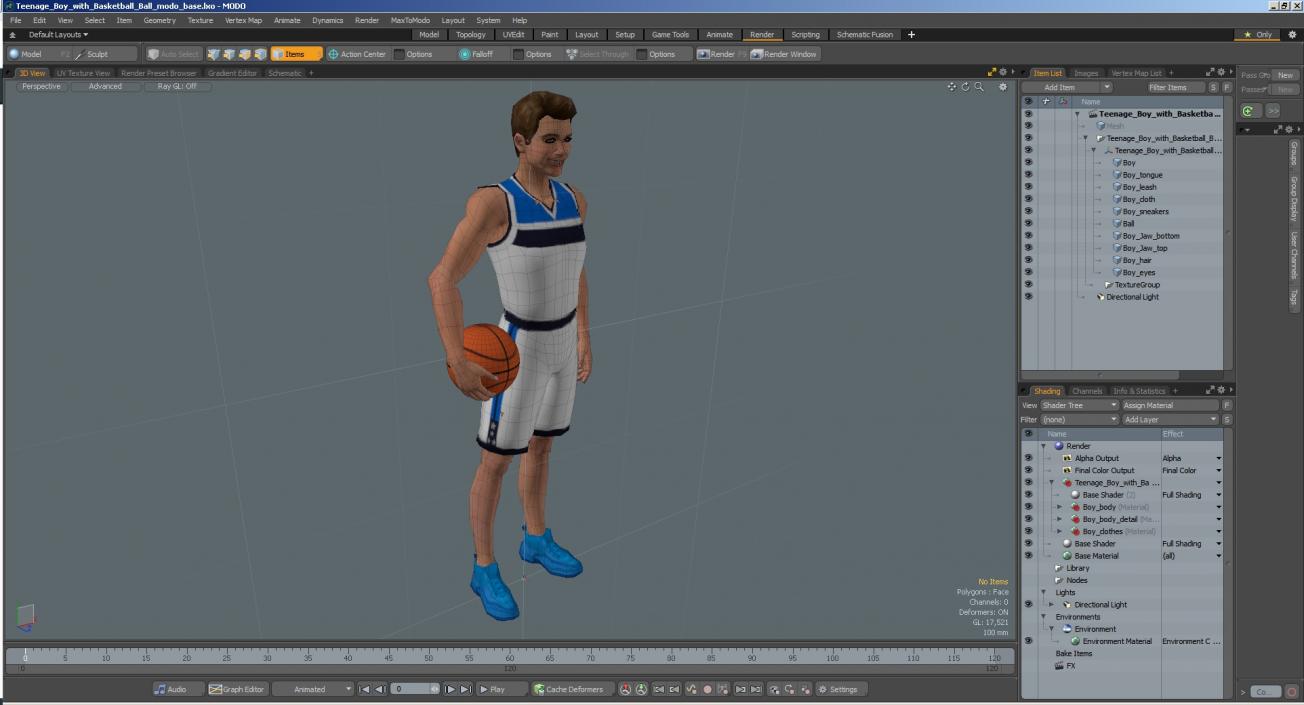 Teenage Boy with Basketball Ball 3D