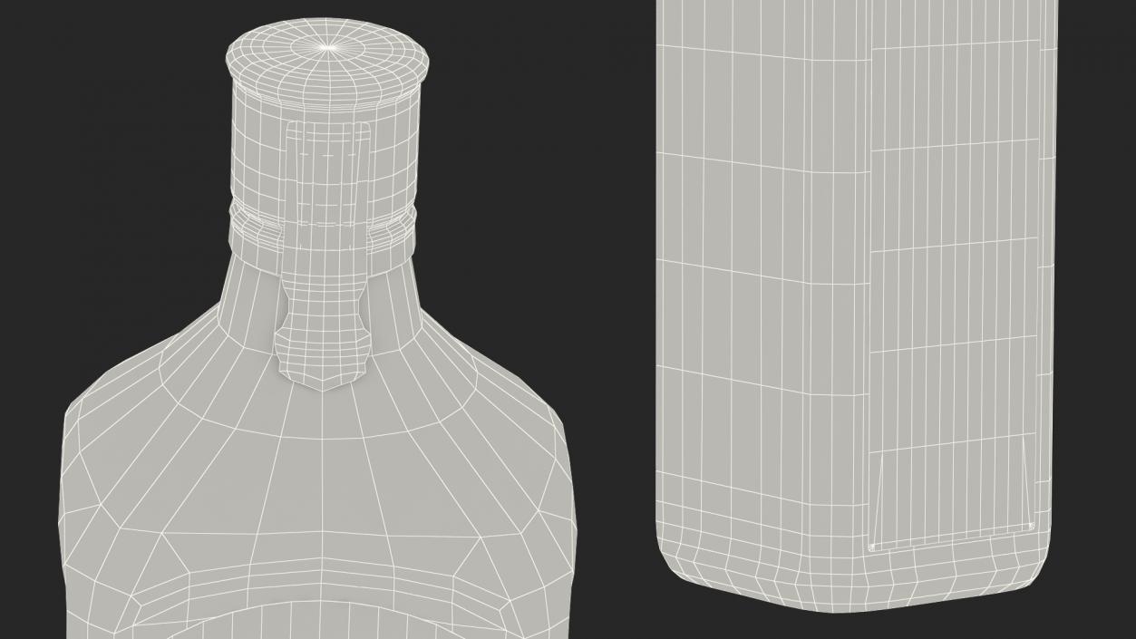 3D Gin 1 Litre Bottle model