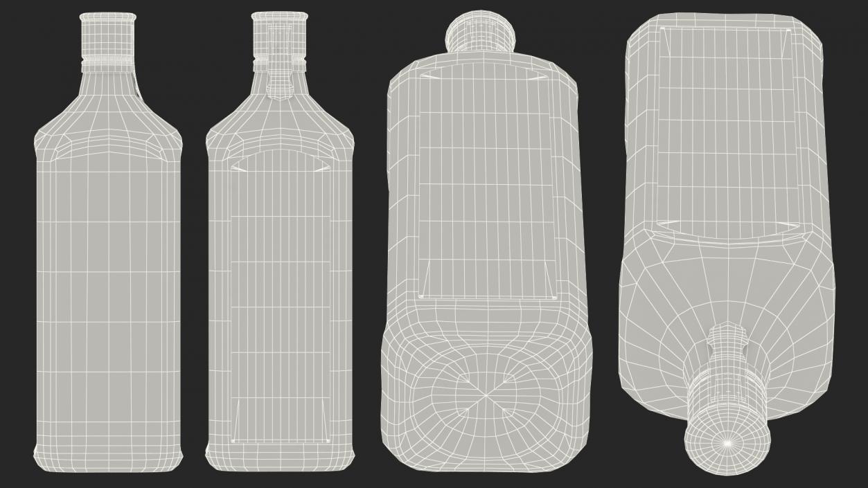 3D Gin 1 Litre Bottle model