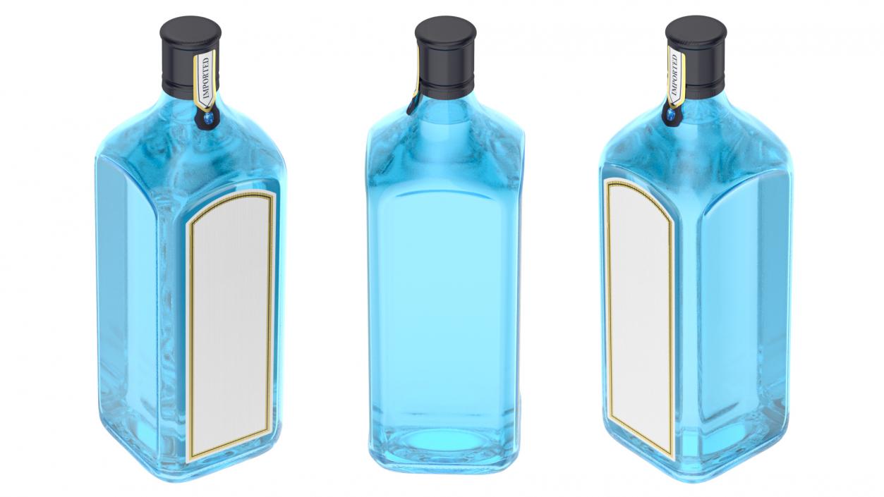 3D Gin 1 Litre Bottle model