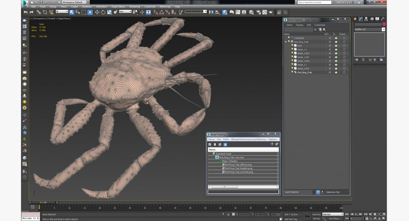 3D Red King Crab model