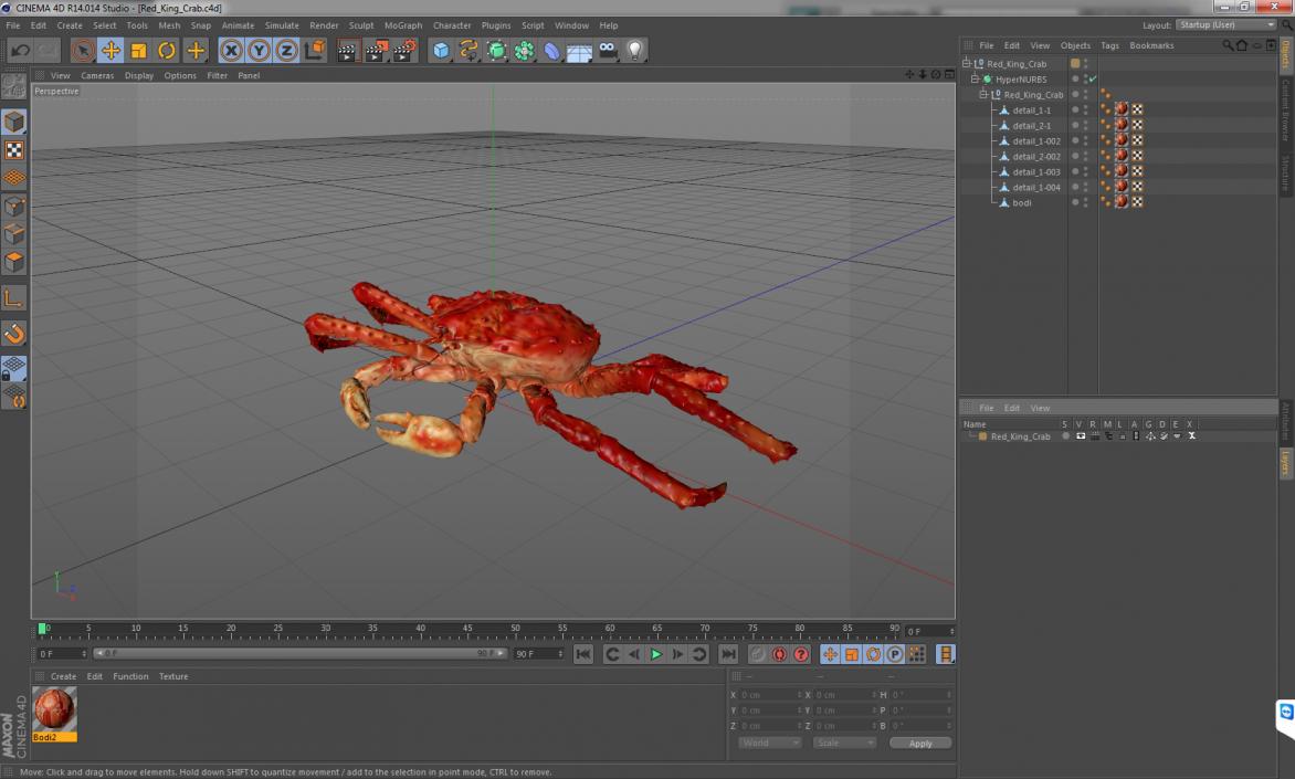 3D Red King Crab model