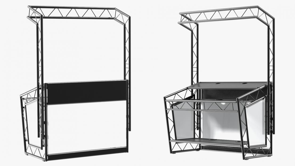 Black Mobile DJ Stand Booth Desk 3D