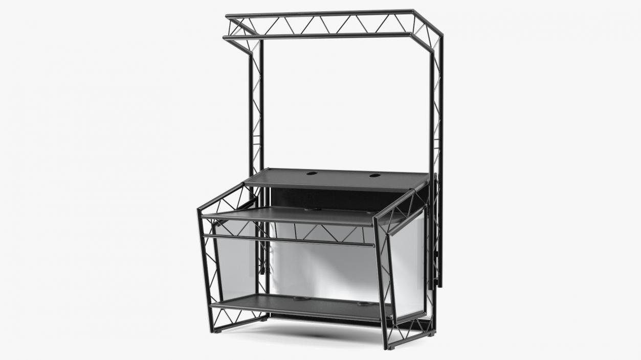 Black Mobile DJ Stand Booth Desk 3D