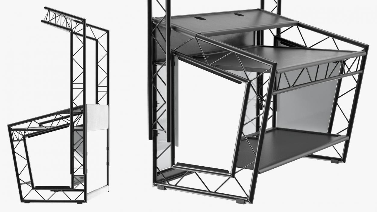 Black Mobile DJ Stand Booth Desk 3D