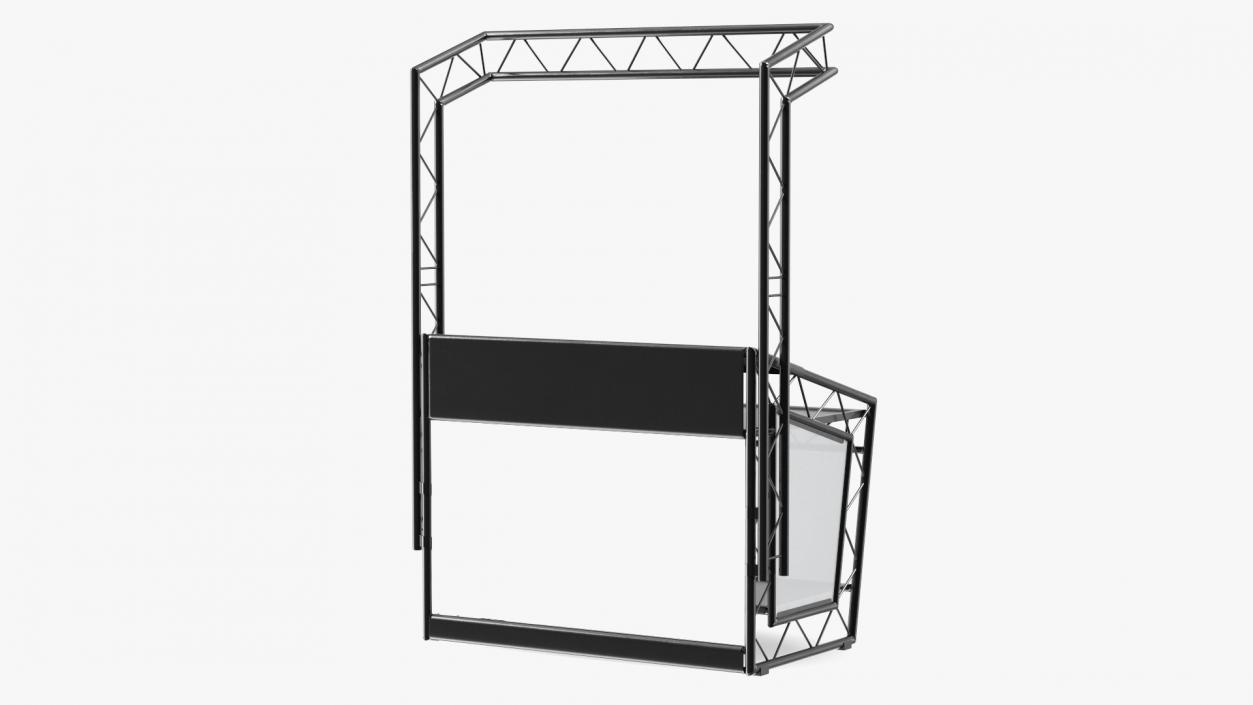 Black Mobile DJ Stand Booth Desk 3D