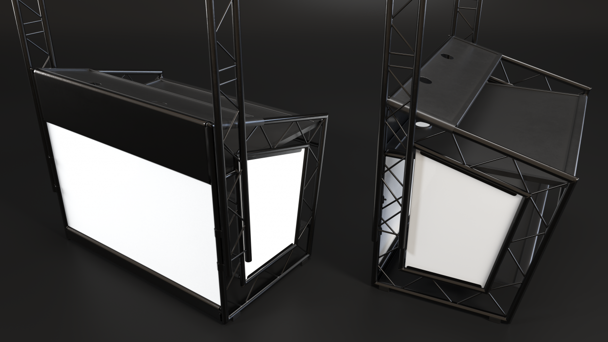 Black Mobile DJ Stand Booth Desk 3D