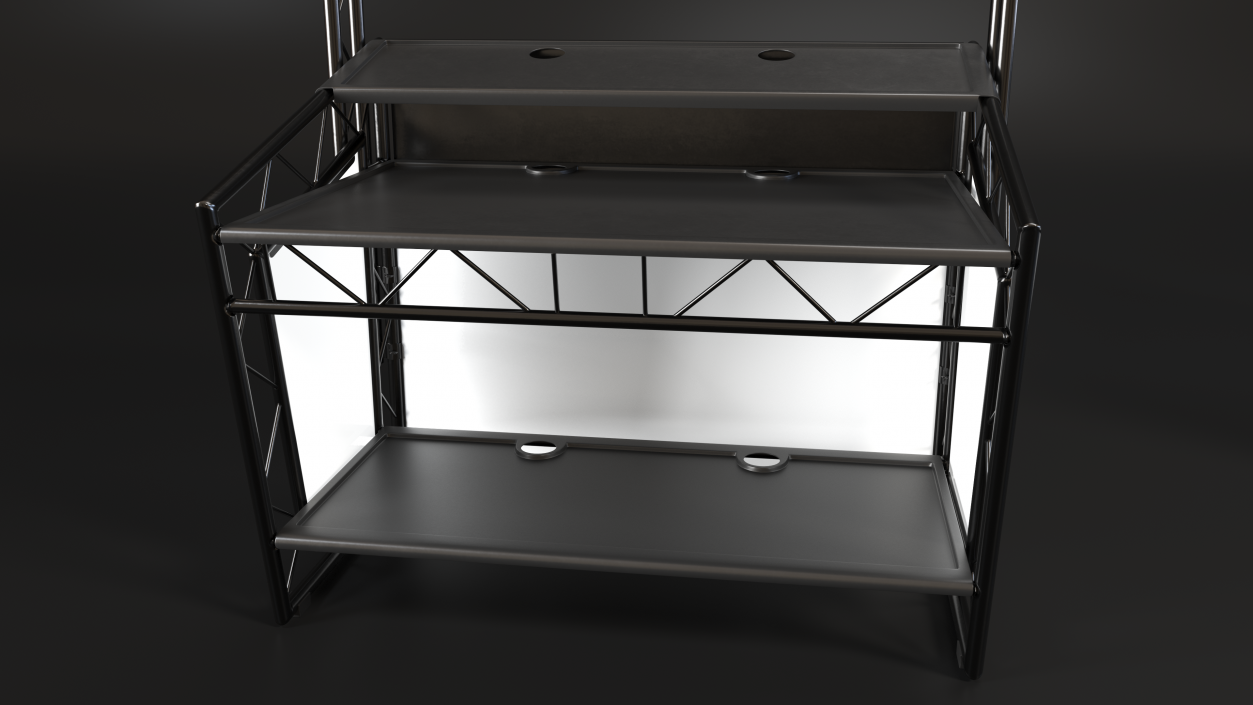 Black Mobile DJ Stand Booth Desk 3D