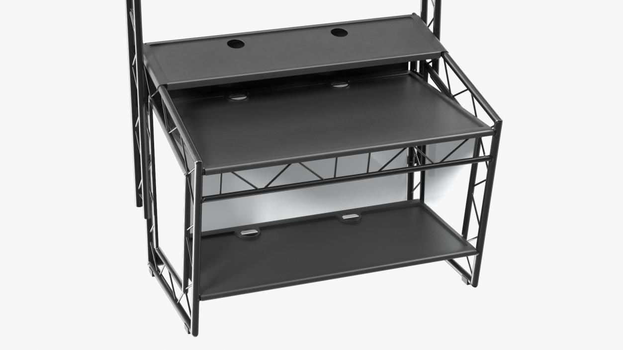 Black Mobile DJ Stand Booth Desk 3D