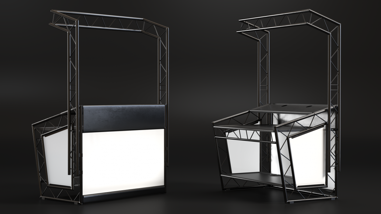 Black Mobile DJ Stand Booth Desk 3D