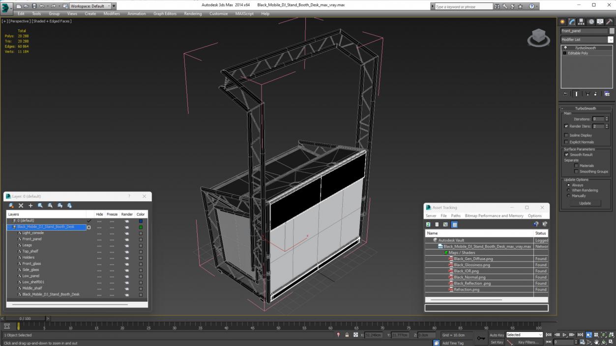 Black Mobile DJ Stand Booth Desk 3D