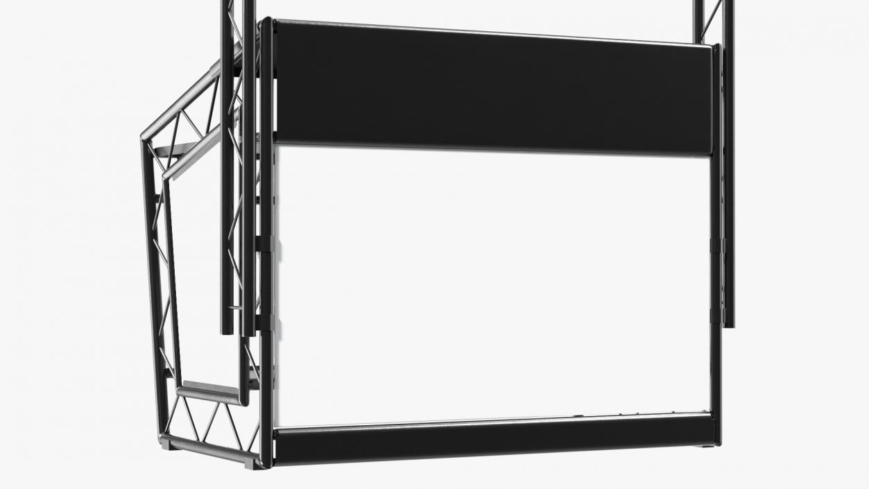 Black Mobile DJ Stand Booth Desk 3D