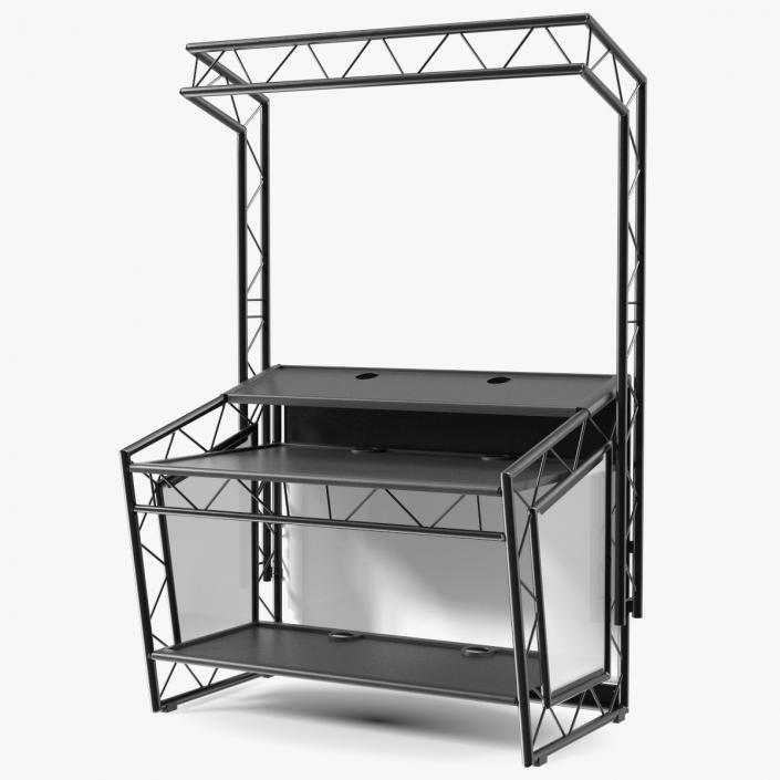 Black Mobile DJ Stand Booth Desk 3D