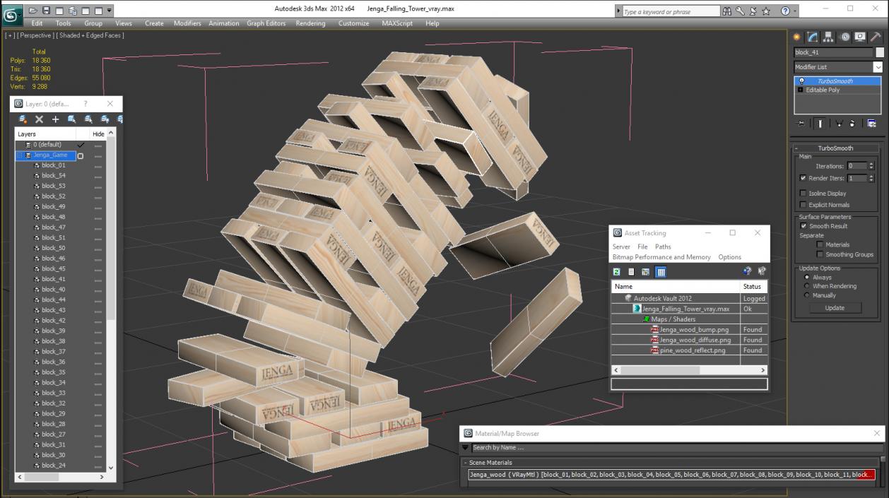 Jenga Falling Tower 3D model