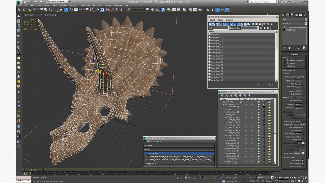 Triceratops Skull Part Fossil 3D model