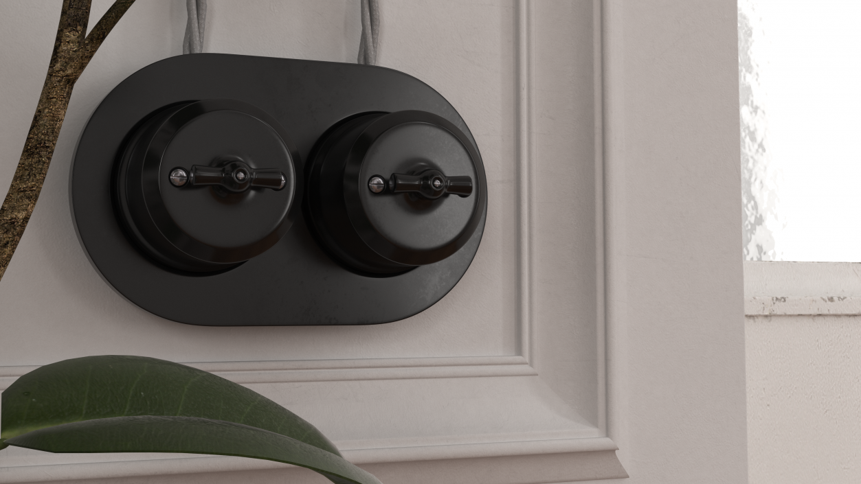 Electrical Retro Switches Ceramic Black 3D model