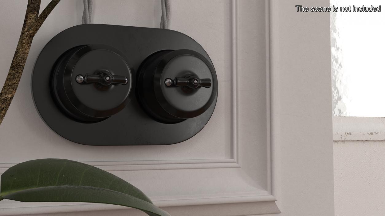 Electrical Retro Switches Ceramic Black 3D model